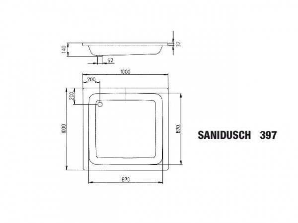 Kaldewei Douchebak Vierkant Mod.397 Sanidusch (440700010)