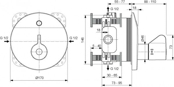 Ideal Standard Inbouw douchemengkraan sensor, set 2 Ceraplus A6731AA