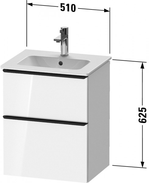 Meuble Lave-Mains Duravit D-Neo 2 tiroirs, poignées bronze pour Lav. ME 510mm Gris béton mat DE4360004070000