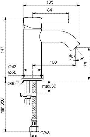 1 Gats Mengkraan Ideal Standard Ceraline zonder afvoerset 100mm Chroom