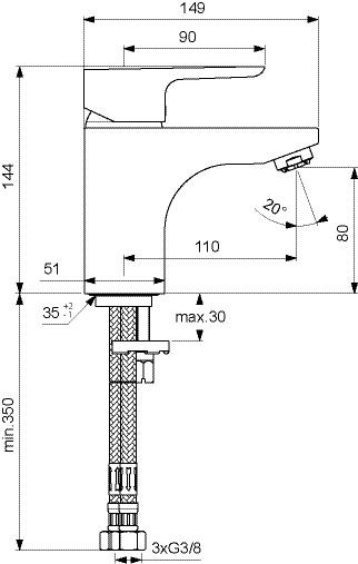 Ideal Standard Eéngreeps wastafelmengkraan CeraPlan III Chroom