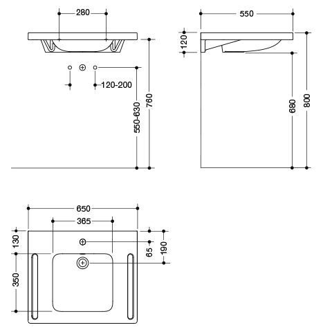 Hewi Hangende Wastafel 650 mm Alpenwit 950.11.140