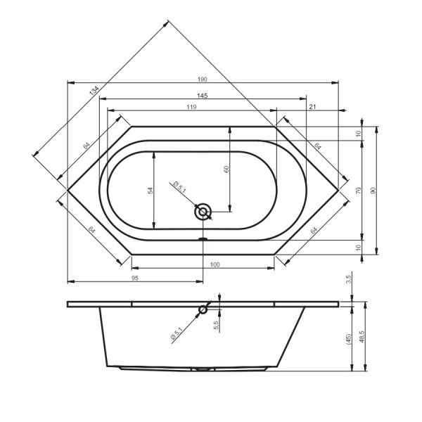 Riho Whirlpool Hoek Kansas 1100x800x2050mm Wit