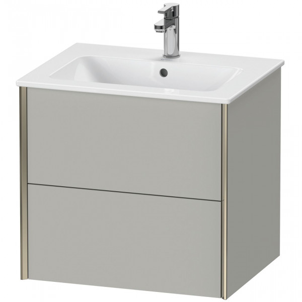 Meuble Pour Lavabo Encastrable Duravit XViu suspendu 2 tiroirs, pour lav. ME 610mm Gris béton mat/Champagne XV41250B107