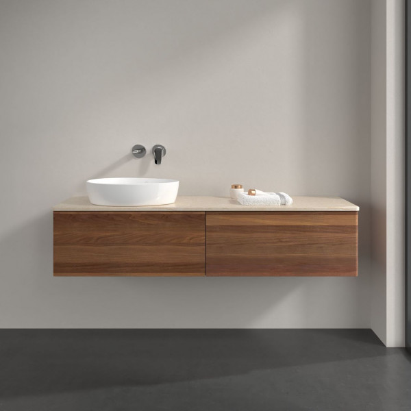 Wastafelmeubel Voor Opzet Waskom Villeroy en Boch Antao 1600x360x500mm Warm Walnut/Boticcino