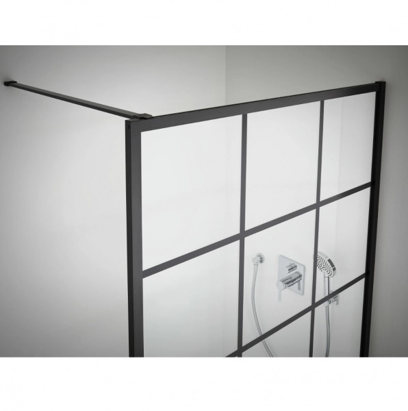 Inloop Douchewand Kermi WALK-IN XD Profil vierkant 900x2000mm Zwart Soft