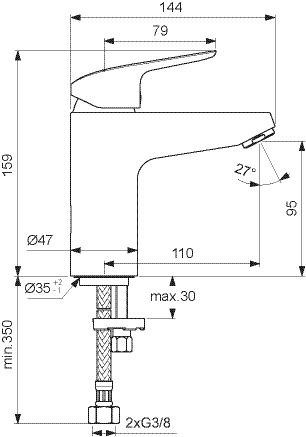 Ideal Standard Eéngreeps wastafelmengkraan Ceraflex Chroom B1714AA