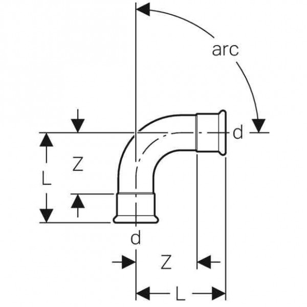 Geberit Uitlaatbocht 90° d18 Mapress (34001)