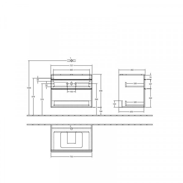 Villeroy en Boch Wastafelmeubels Venticello 757 x 606 x 502 mm