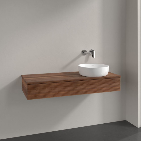 Meuble Pour Vasque à Poser Villeroy et Boch Antao à droite avec Structure, Lumière 1 tiroir 1200x190x500mm Warm Walnut