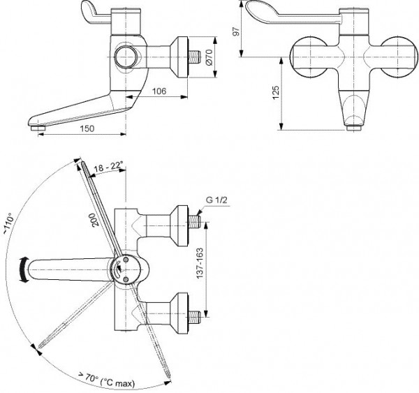 Ideal Standard Verborgen wastafelmengkraan Ceraplus 2 Chroom A6699AA