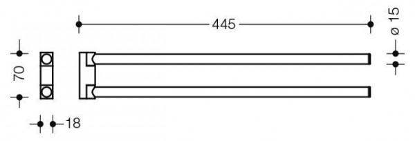 Hewi Handdoekenrek System 162 twee cilindrische armen 445 mm 162.09.10