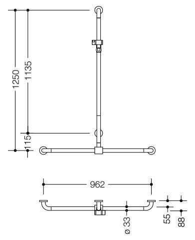 Hewi Badgreep Serie 801 met douchestang 801.35.440