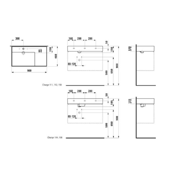 Laufen Meubelwastafel Kartell by Laufen met drie kraangaten 90x46x120cm