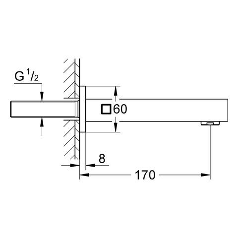 Grohe Eurocube baduitloop 1/2x17cm brushed hard graphite 13303AL0