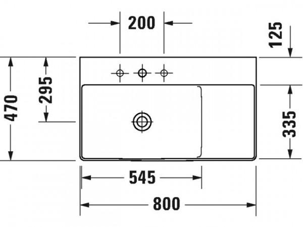 Duravit Meubelwastafel DuraSquare voor asymmetrische meubelen 800 mm Wit 2345830058