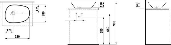 Opbouw Wastafel Laufen PALOMBA 380x130x520mm Wit Clean Coat