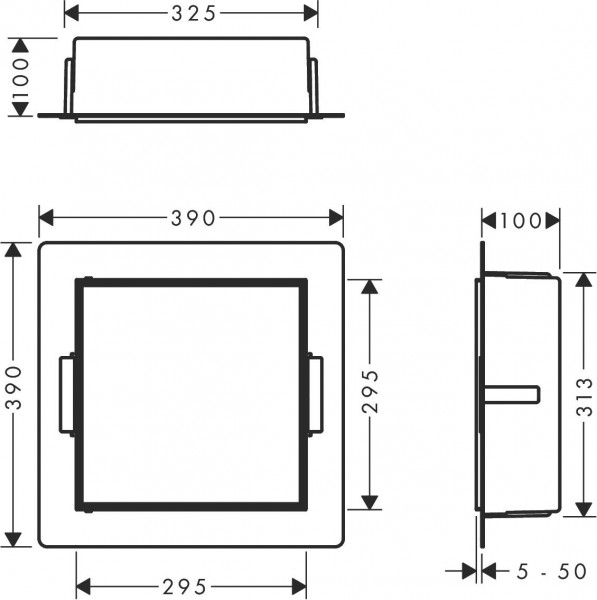 Plank Hansgrohe XtraStoris wanduitsparing met betegelbare deur 390x390mm Mat Wit