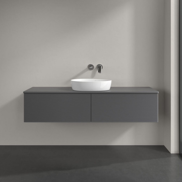 Wastafelmeubel Voor Opzet Waskom Villeroy en Boch Antao 1600x360x500mm Anthracite Matt Laquered