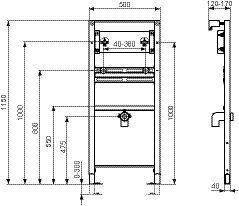 Ideal Standard Wastafel Steun PROSYS 500x1150x120mm