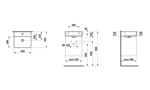 Fontein Toilet Laufen VAL 450mm Mat Wit