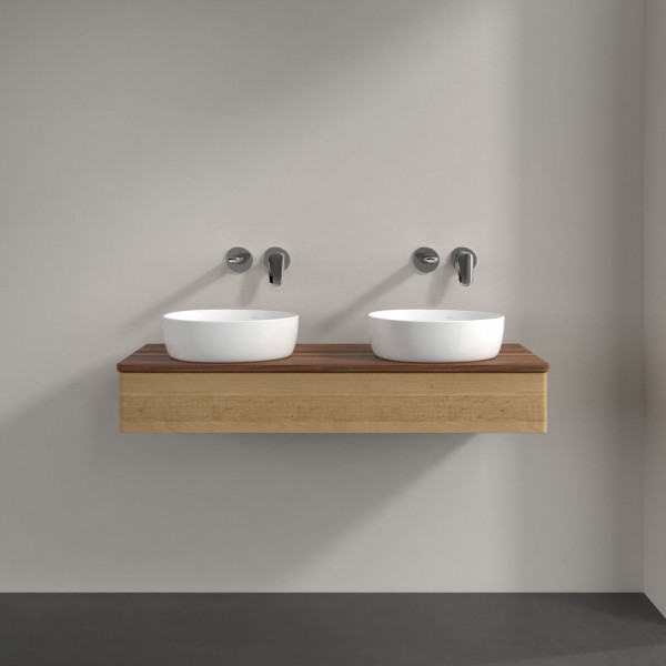 Dubbel Wastafelmeubel Villeroy en Boch Antao 1200x190x500mm Honey Oak/Warm Walnut