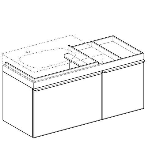 Geberit Citterio onderbouwkast met 2 laden 118.4x55.4x50.4cm met opbergruimte rechts voor wastafel met afleg rechts beige/taupe 500.562.ji.1