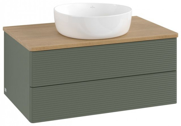 Wastafelmeubel Voor Opzet Waskom Villeroy en Boch Antao 800x360x500mm Leaf Green Matt Lacquer/Hon...