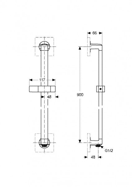 Ideal Standard Archimodule Glijstang L90cm A1529AA
