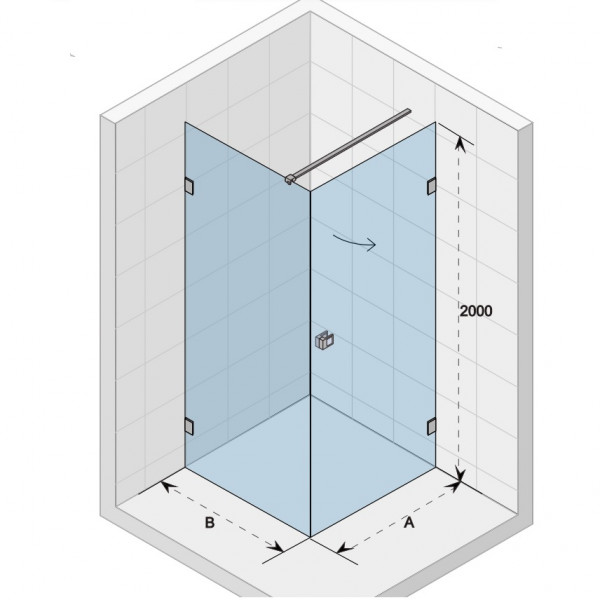 Douchewand Met Deur Riho Scandic NXT Rechtse versie 970-770x2000mm Chroom