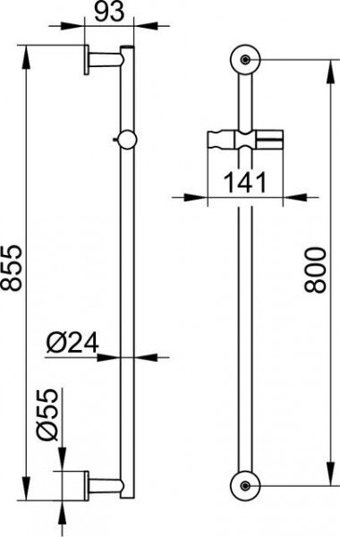 Douchestang Keuco IXMO met cursor, Rond 855 mm Zwart Mat