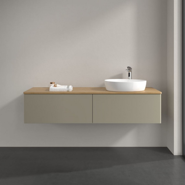 Wastafelmeubel Voor Opzet Waskom Villeroy en Boch Antao 1600x360x500mm Stone Grey Matt Lacquer/Ho...