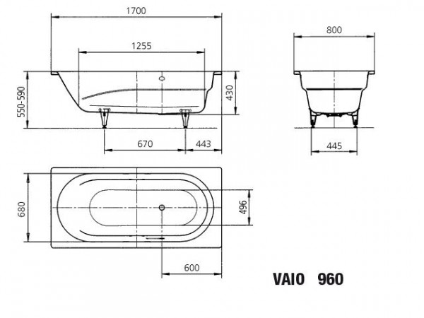 Kaldewei Standaard Bad model 960 Vaio (234000010)