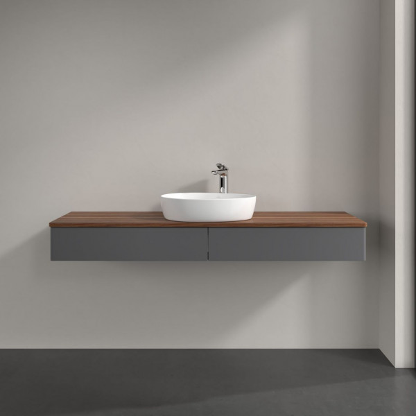 Wastafelmeubel Voor Opzet Waskom Villeroy en Boch Antao 1600x190x500mm Anthracite Matt Laquered/W...