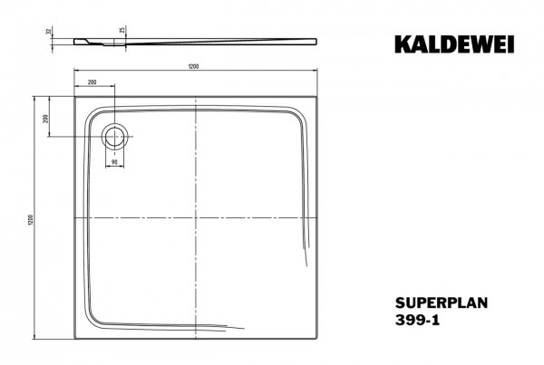 Kaldewei Douchebak Vierkant Mod.399-1 Superplan (447100010)