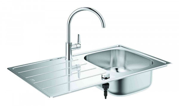 Evier Encastrable Grohe Bau Avec Robinet 860x500mm Stainless Steel