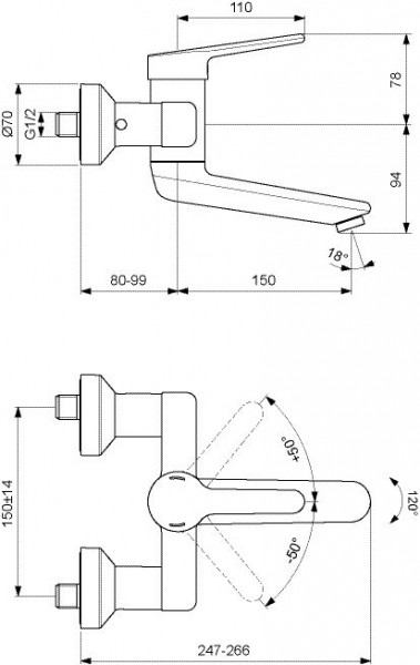 Ideal Standard Verborgen wastafelmengkraan Ceraplus 2 Chroom BC111AA