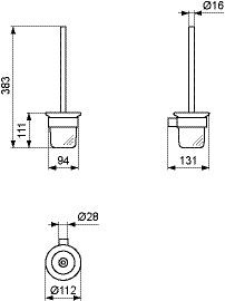 Ideal Standard Toiletborstelhouder CONCA rond 112x131x383mm Roestvrij Staal