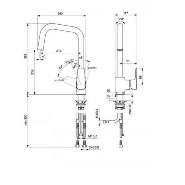 Keukenmengkraan Ideal Standard CeraPlan III B0960AA