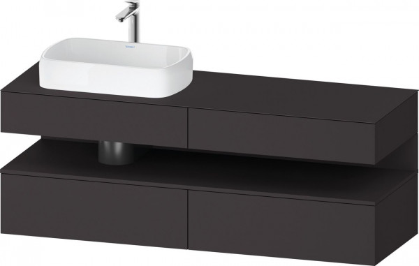 Meuble Pour Vasque à Poser Duravit Qatego droite, Lumière, avec niche 1600mm Graphite Super Mat QA4777080800010