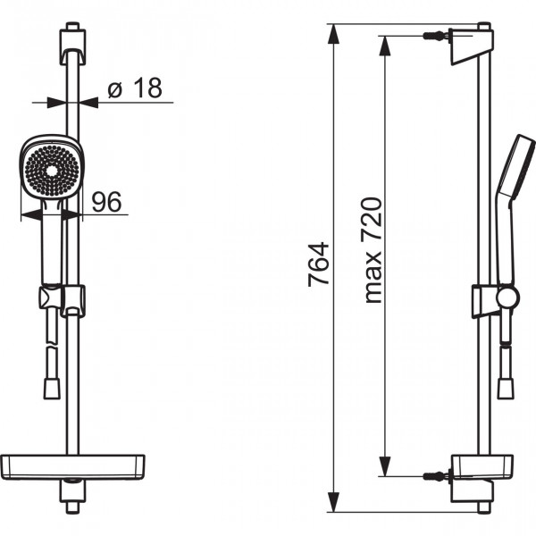 Doucheset Hansa BASICJET Style Rond 764mm Chroom