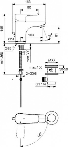 Ideal Standard Eéngreeps wastafelmengkraan BlueStart CeraPlan III Chroom