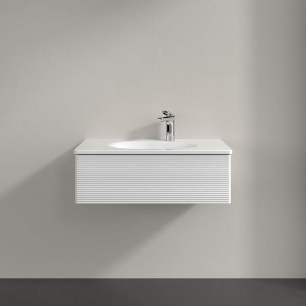 Wastafel Onderkast Villeroy en Boch Antao Met Structuur, Licht 1 lade 788x256x496mm Glossy White ...