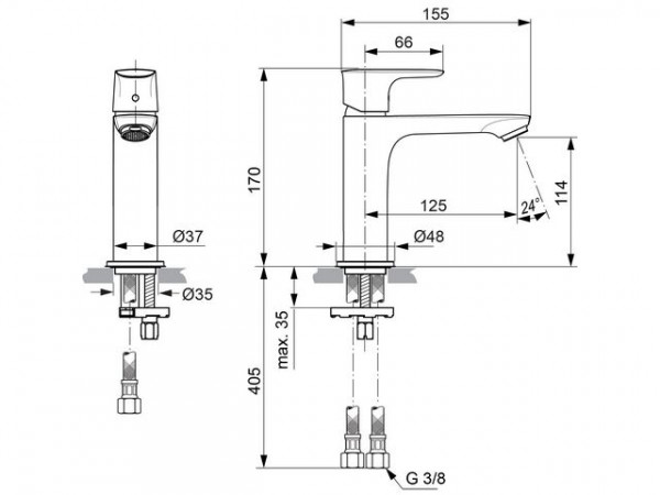 Ideal Standard Eéngreeps wastafelmengkraan Connect Air Chroom