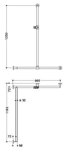 Hewi Badgreep System 900 met douchestang 900.35.309XA