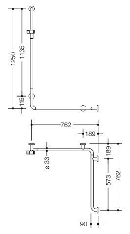 Hewi Badgreep Serie 805 Classic met douchestang 805.35.220L