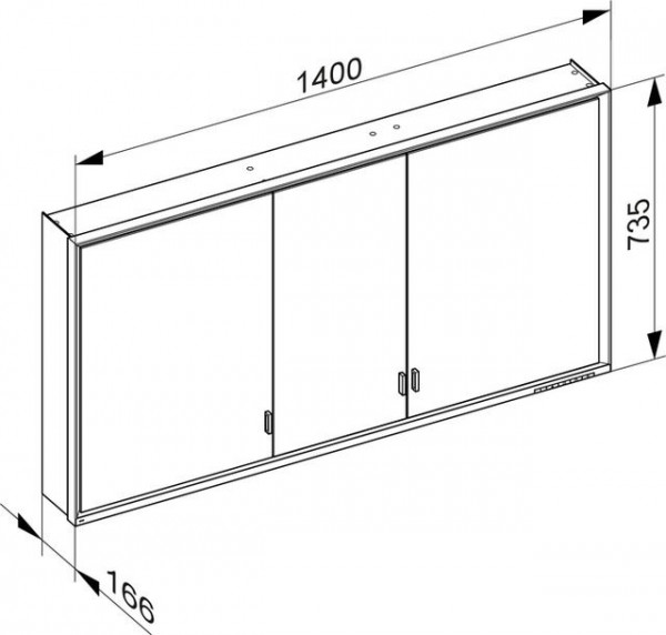 Badkamerkasten Keuco Royal Lumos 1400 mm Inbouw, 3 deuren Zilver geanodiseerd