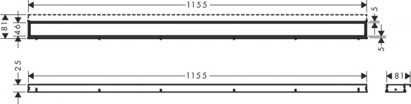 Douchegoot Hansgrohe RainDrain Match 1200mm met in hoogte verstelbaar frame Zwart