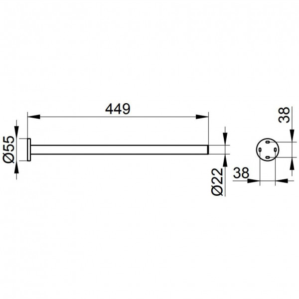 Keuco Handdoekenrek Plan ø22x450mm