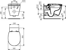 Ideal Standard Staand Toilet Connect Verpakking WC zonder velg klep WC gedempte sluiting Wit